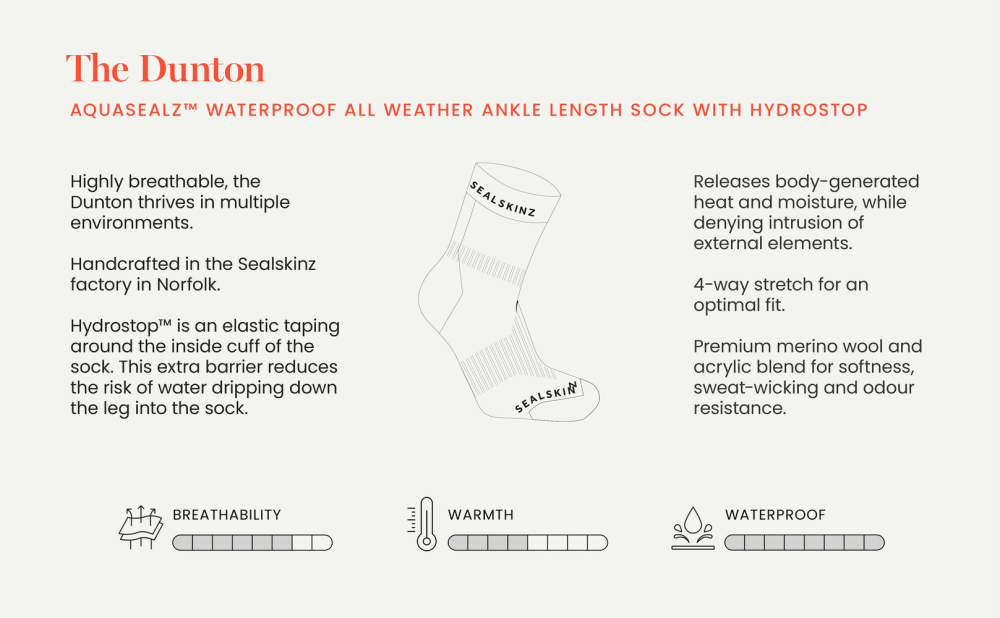Sealskinz Dunton Waterproof All Weather Ankle Length Sock with Hydrostop™