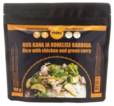 MEKI Rīsi ar vistu un zaļo kariju 100g - DABAI.LV
