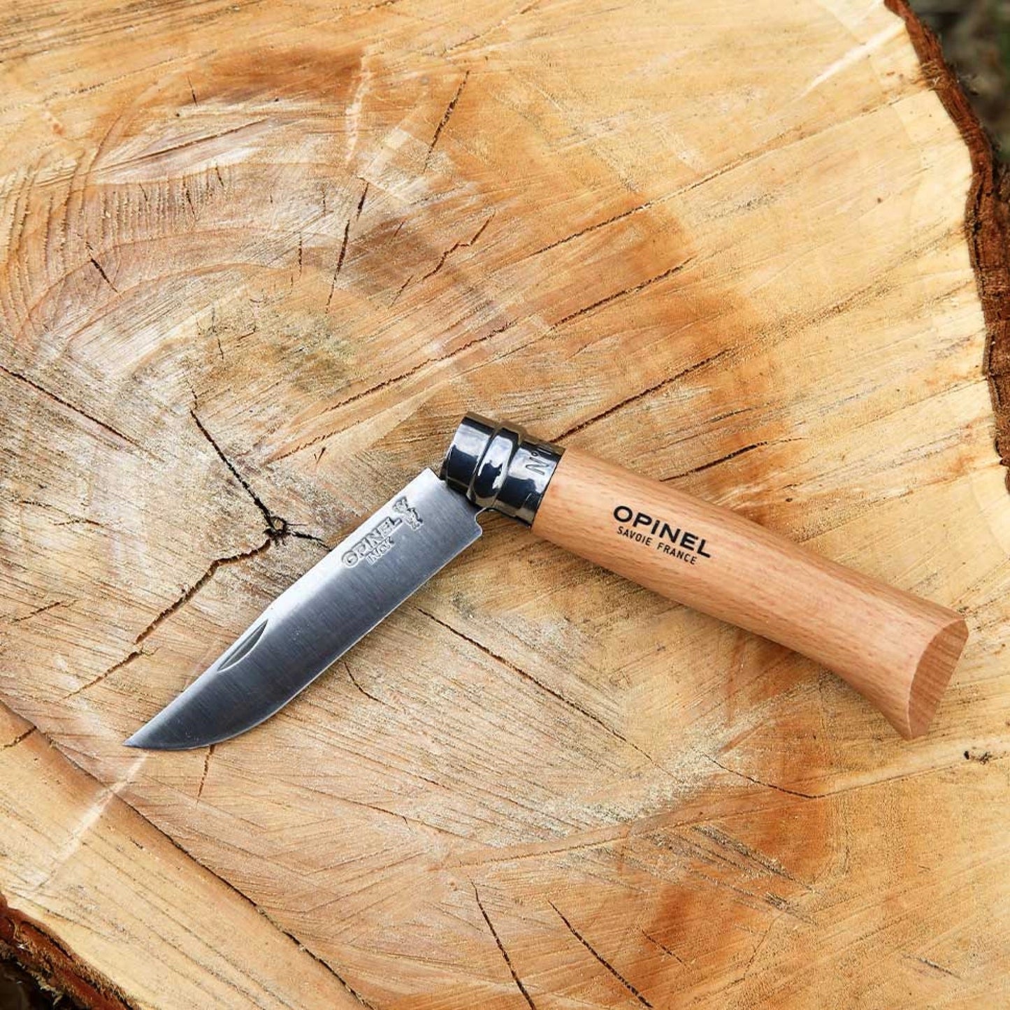 Opinel Blister Stainless Steel Beech (pieejams dažādos izmēros) - DABAI.LV