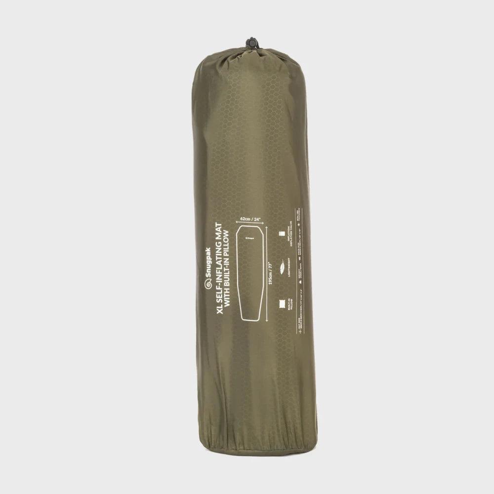 Snugpak XL savaime išsipučiantis kilimėlis su įmontuota pagalve