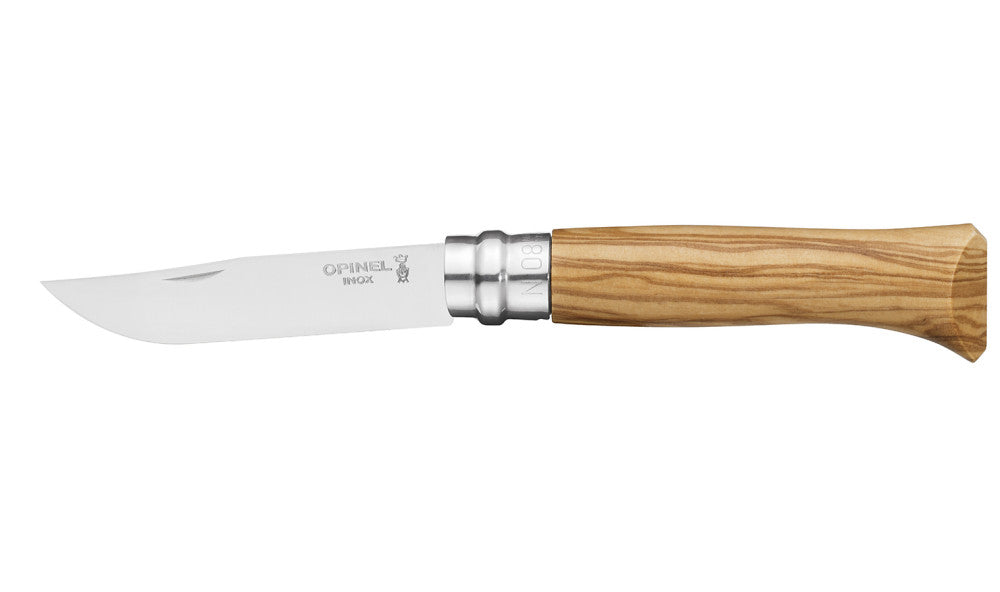 Opinel N°08 roostevabast terasest oliivipuu