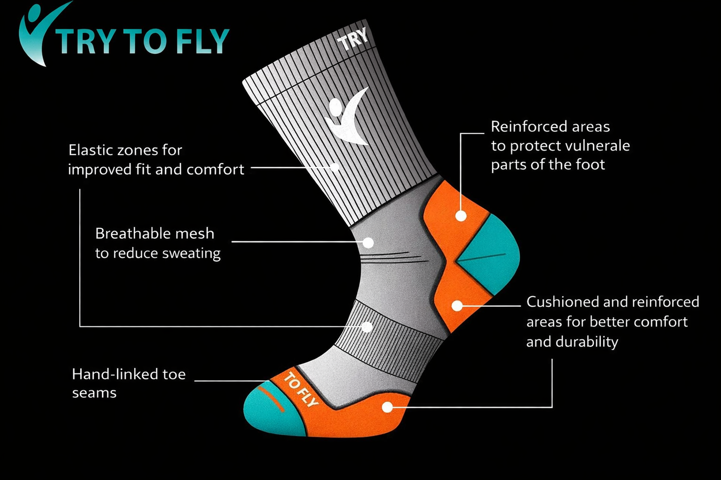 Pirin Hill Merino Wool Hiking Socks - Wolf motive