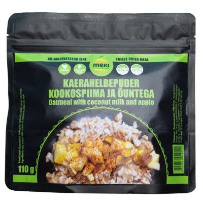 MEKI Auzu pārslu biezputra ar kokosriekstu pienu un āboliem 100g - DABAI.LV