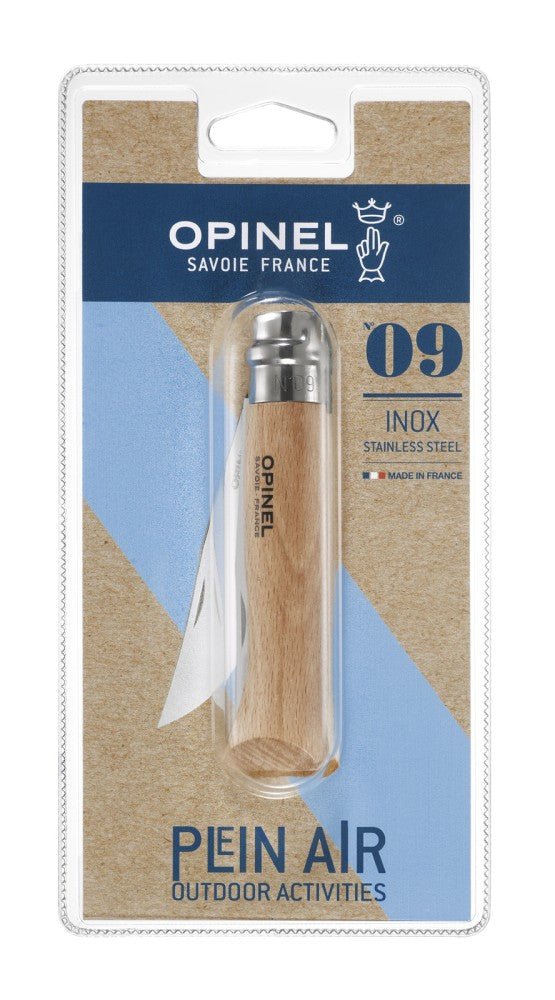 Opinel Blister Stainless Steel Beech (pieejams dažādos izmēros) - DABAI.LV