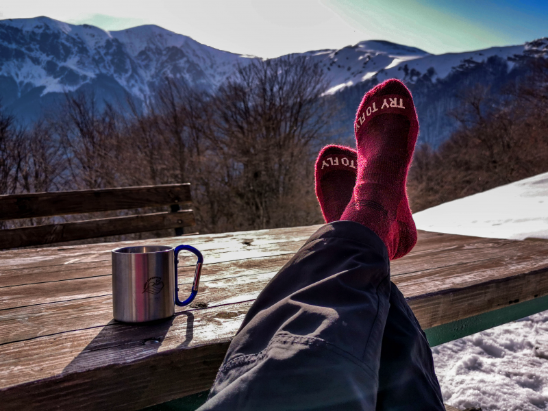 Pirin Hill Merino Wool Hiking Socks - Wolf motive