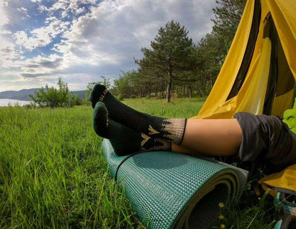 Pirin Hill Merino Wool Hiking Socks - Wolf motive
