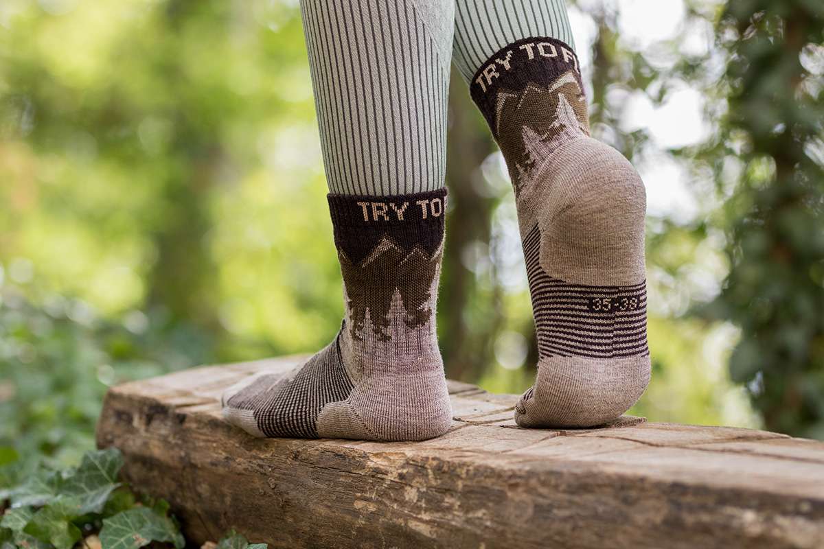 Pirin Hill Merino Wool Hiking Socks - Alpine Ibex motive