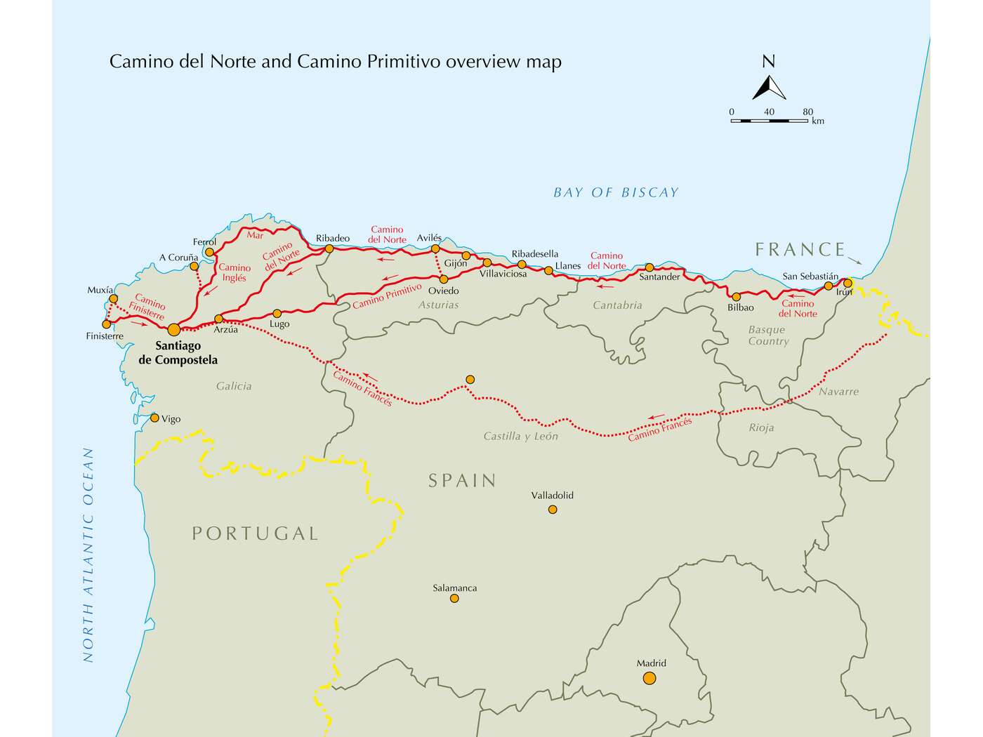 The Camino del Norte and Camino Primitivo To Santiago de Compostela and Finisterre from Irun or Oviedo (ENG) - DABAI.LV